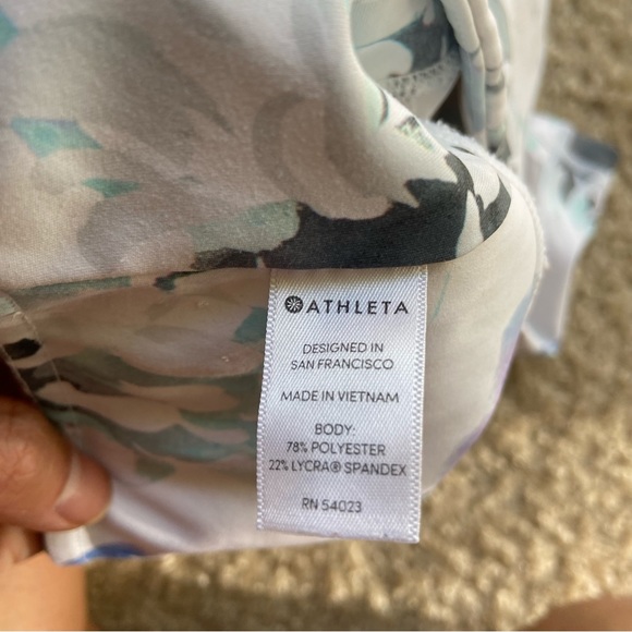 Athleta White Floral Multicolor Print with Pockets crop active workout leggings - Picture 4 of 7